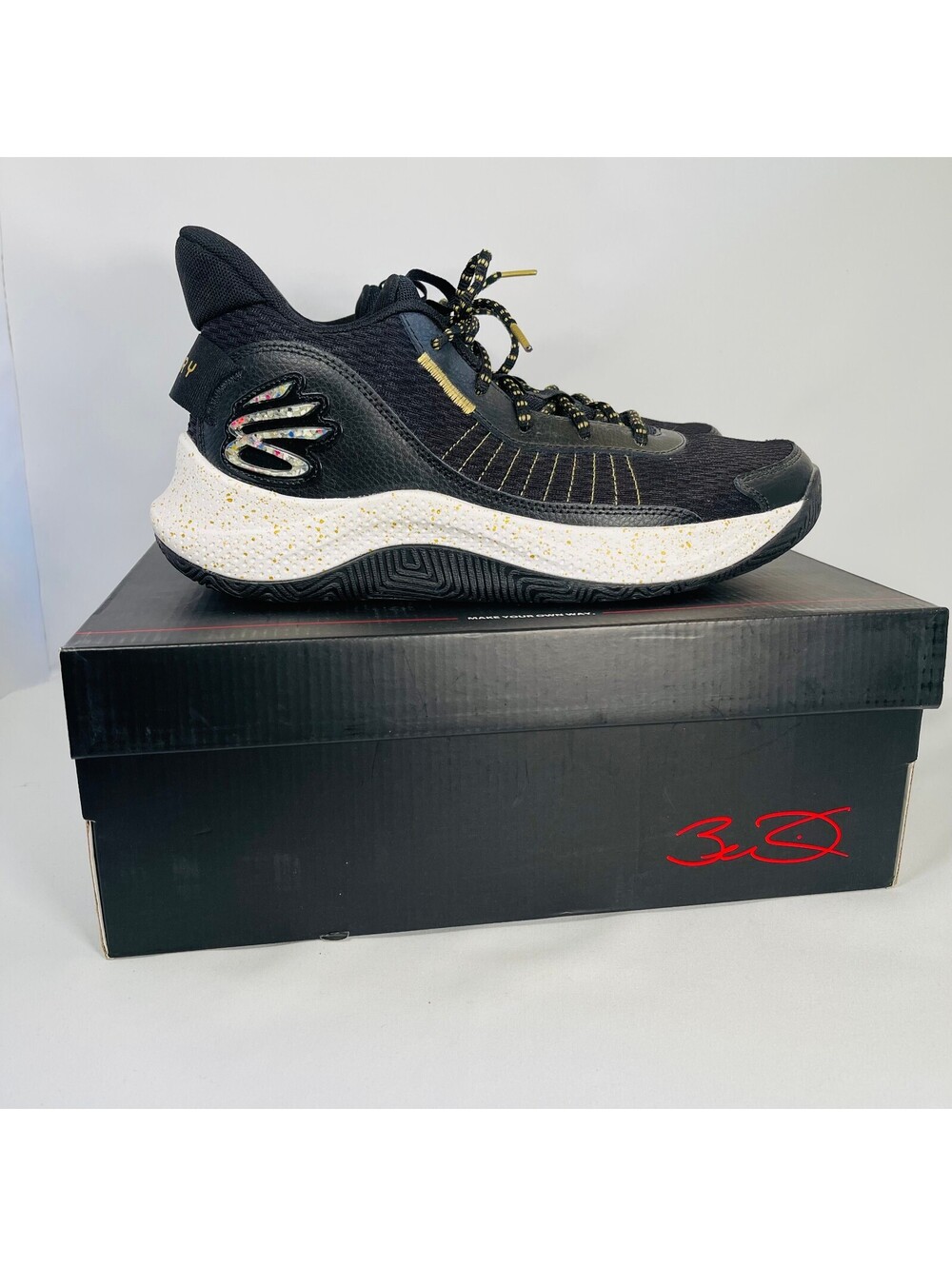Under Armour Curry Brand Micro G Basketball Shoes 11.5 Black Gold Speckled Clean